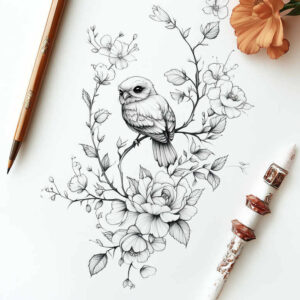 Delikatne kwiaty - Free tattoo design ideas ai genereted - inkby.ai