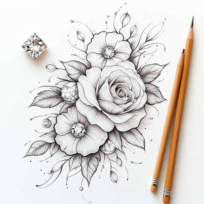 Delikatne kwiaty - Free tattoo design ideas ai genereted - inkby.ai