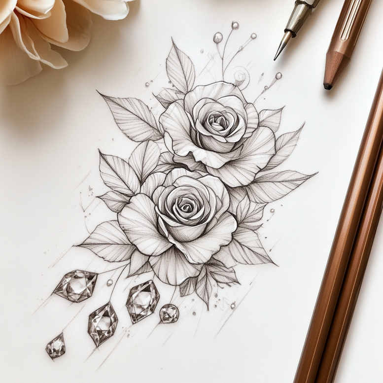 Delikatne kwiaty - Free tattoo design ideas ai genereted - inkby.ai