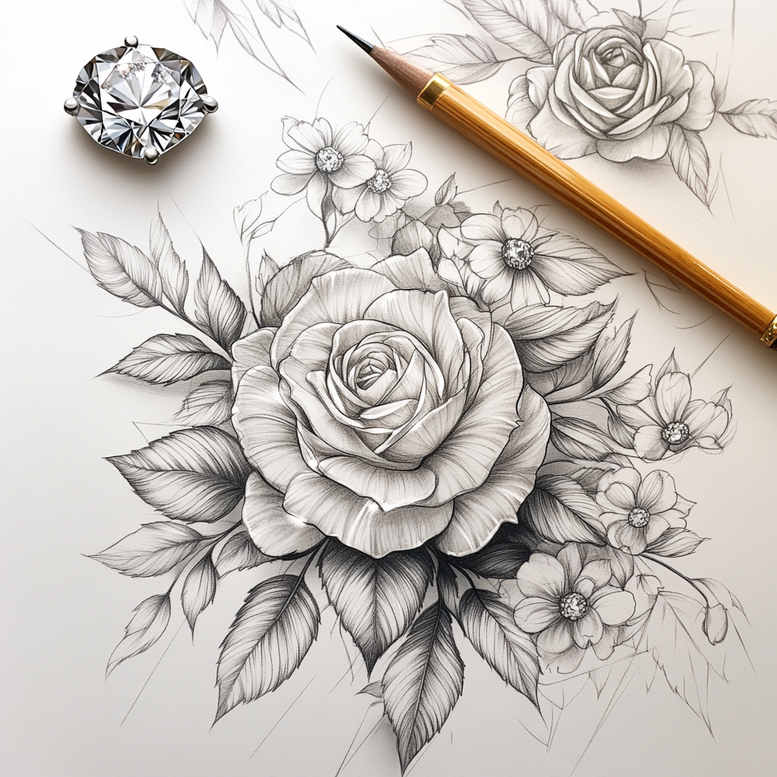 Delikatne kwiaty - Free tattoo design ideas ai genereted - inkby.ai