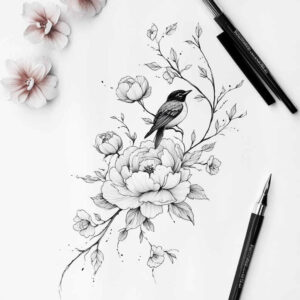 Delikatne kwiaty - Free tattoo design ideas ai genereted - inkby.ai