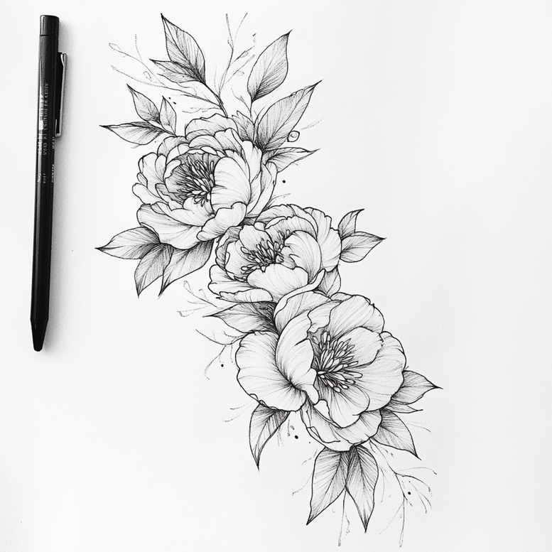 Delikatne kwiaty - Free tattoo design ideas ai genereted - inkby.ai