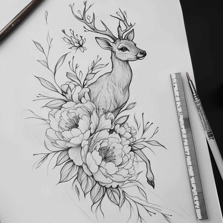 Delikatne kwiaty - Free tattoo design ideas ai genereted - inkby.ai
