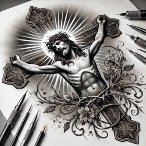 jesus – tattoo design ideas free ai generated – skin-realism – for-spine – Gallery: jesus-inkby-ai