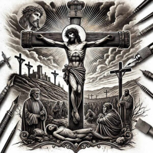 jesus-traditional-tattoo – tattoo design ideas free ai generated – light-reflections – for-heel – Gallery: jesus-inkby-ai
