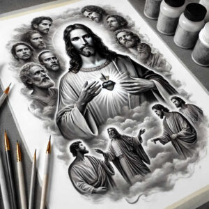 praying-jesus – tattoo design ideas free ai generated – realistic-structure – for-shin – Gallery: jesus-inkby-ai