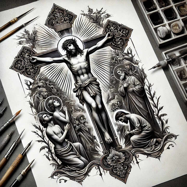 jesus tattoo design ideas realistic color religious motif symbol of strength