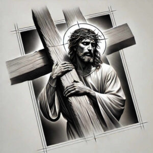 jesus tattoo design ideas illustrative style symbolic for behind ear