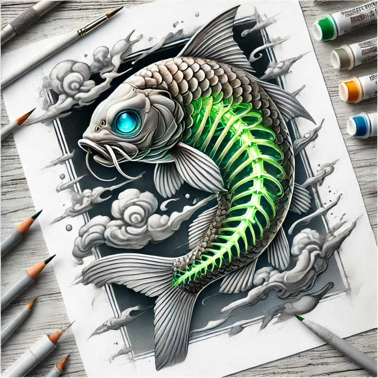 koi-with-ornamental-detail-neotraditional-clean-lines-for-ribs – tattoo design ideas free ai generated – Gallery: koi-fish-inkby-ai