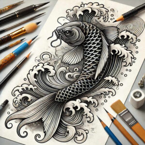 koi-in-water-for-men-neotraditional-bold-motifs-for-palm – tattoo design ideas free ai generated – Gallery: koi-fish-inkby-ai