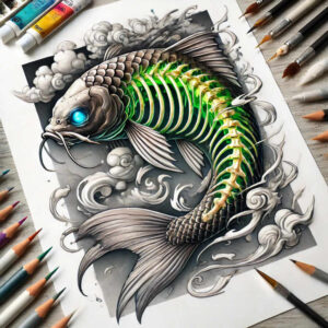 koi-with-ornament-surrealism-enigmatic-visuals-for-hand – tattoo design ideas free ai generated – Gallery: koi-fish-inkby-ai