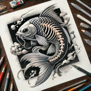 koi-with-shading-surrealism-fluid-forms-for-side – tattoo design ideas free ai generated – Gallery: koi-fish-inkby-ai