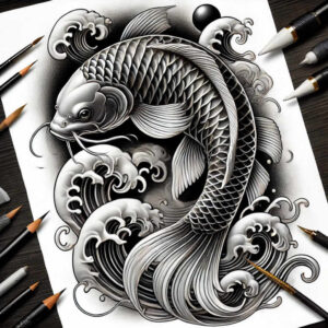 koi-and-water-neotraditional-vivid-detail-for-foot – tattoo design ideas free ai generated – Gallery: koi-fish-inkby-ai