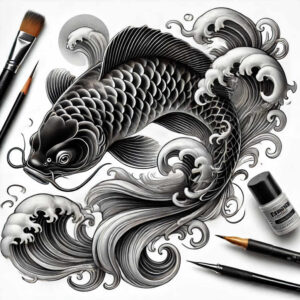 koi-tattoo-neotraditional-rich-shading-for-temple – tattoo design ideas free ai generated – Gallery: koi-fish-inkby-ai