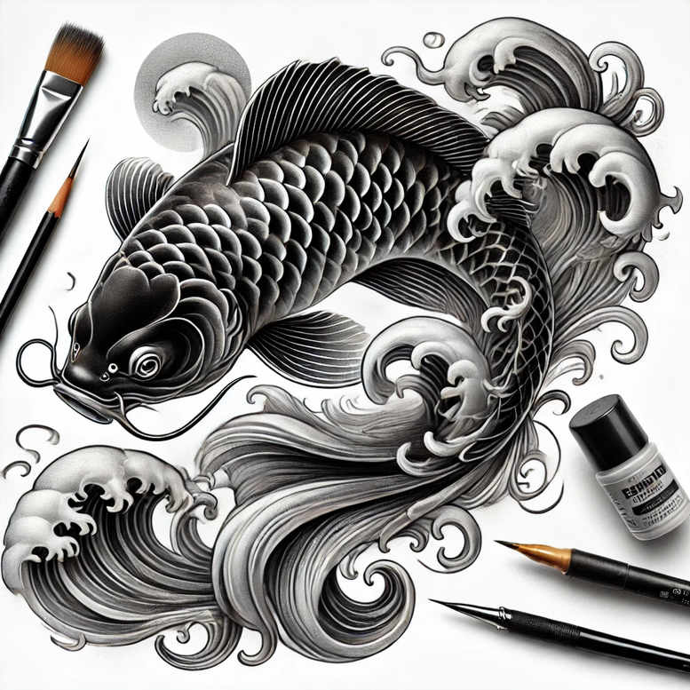koi-tattoo-neotraditional-rich-shading-for-temple – tattoo design ideas free ai generated – Gallery: koi-fish-inkby-ai