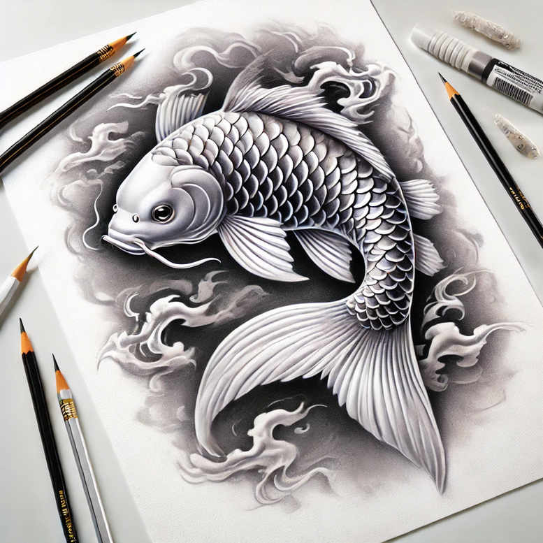 koi-fish tattoo design ideas textured bold colors shows resilience