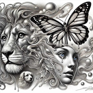 lion-protection-symbol – tattoo design ideas free ai generated – realism-realistic-shadowing – for-neck – Gallery: lions-inkby-ai