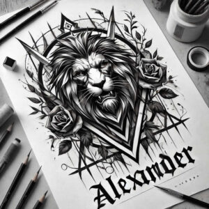 lion-tattoo – tattoo design ideas free ai generated – realism-moist-effect – for-abdomen – Gallery: lions-inkby-ai