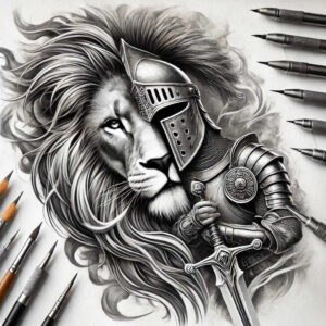 lion-with-3d-effect – tattoo design ideas free ai generated – realism-micro-realism – for-fingers – Gallery: lions-inkby-ai