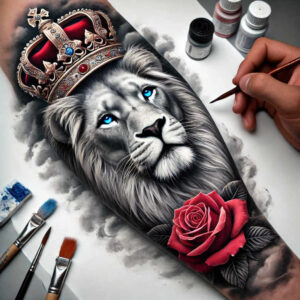lions tattoo design ideas vector-style detailed anatomy symbolising endurance