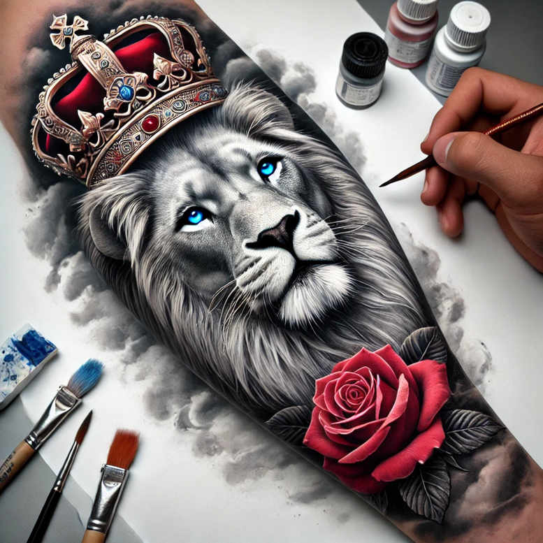 lions tattoo design ideas vector-style detailed anatomy symbolising endurance
