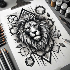 lions tattoo design ideas realistic contrast detailed face perseverance and power