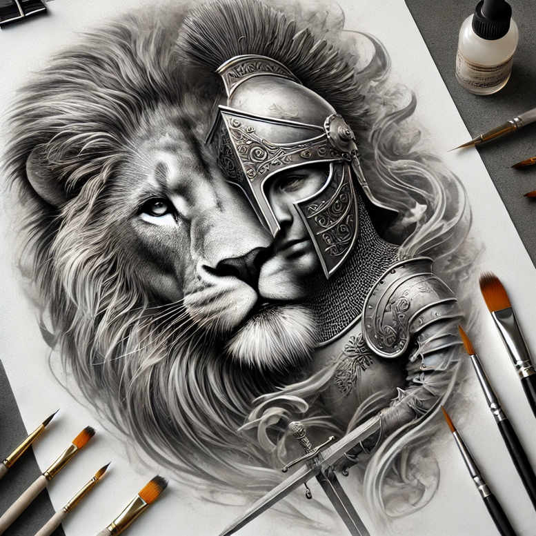 lions tattoo design ideas Realism visual truth detailed shading for knee