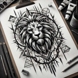 lions tattoo design ideas Surrealism unconscious imagery layered fur for temple