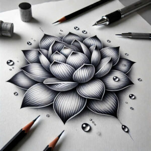 lotus-with-color – tattoo design ideas free ai generated – subtle-motif – for-knee – Gallery: lotuses-inkby-ai