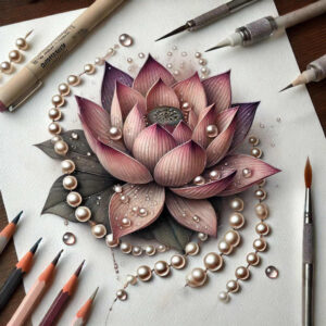 lotus-with-shading – tattoo design ideas free ai generated – monochrome – for-collarbone – Gallery: lotuses-inkby-ai
