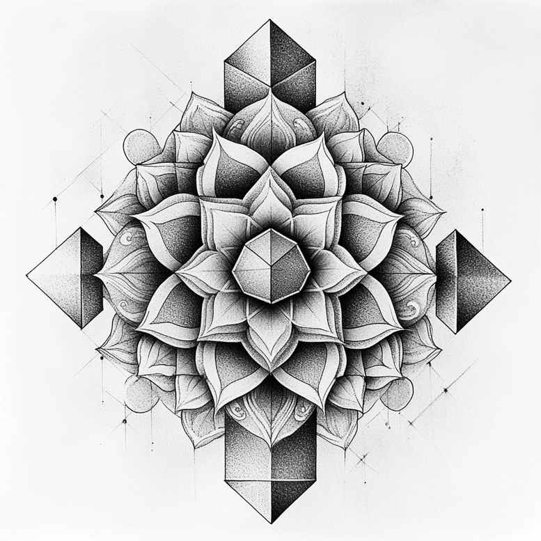 geometric-lace – tattoo design ideas free ai generated – patterned – for-stomach – Gallery: mandalas-and-similar-inkby-ai