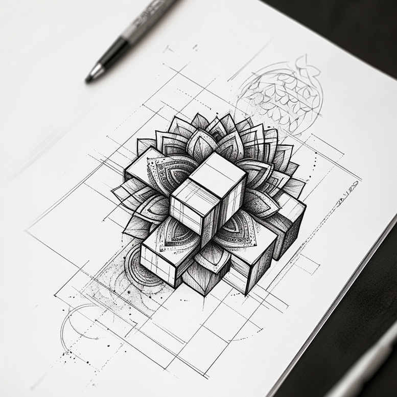 geometric-lace – tattoo design ideas free ai generated – radiating-symmetry – for-shin – Gallery: mandalas-and-similar-inkby-ai