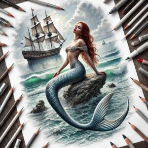 mermaid-folklore-tattoo-realism-gentle-shadow-for-thigh – tattoo design ideas free ai generated – Gallery: mermaids-inkby-ai