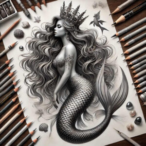 mermaid-spiritual-tattoo-neotraditional-artistic-contrast-for-sternum – tattoo design ideas free ai generated – Gallery: mermaids-inkby-ai