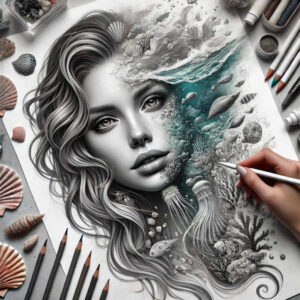 mermaids tattoo design ideas Neotraditional balanced tones ethereal for upper thigh