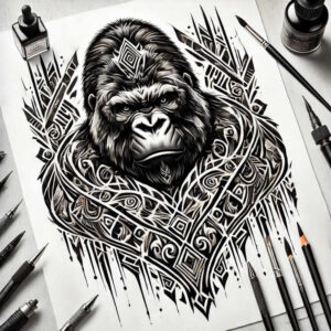 monkey-nature-tattoo-realism-ink-realism-for-stomach – tattoo design ideas free ai generated – Gallery: monkeys-inkby-ai