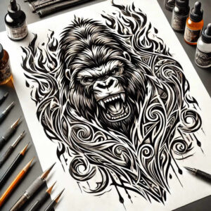 monkey-jungle-tattoo-realism-naturalistic-for-upper-chest – tattoo design ideas free ai generated – Gallery: monkeys-inkby-ai