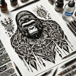 monkey-spirit-tattoo-realism-photo-ink-for-upper-back – tattoo design ideas free ai generated – Gallery: monkeys-inkby-ai