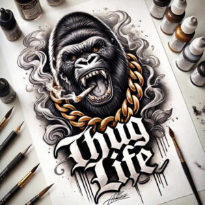 monkey-nature-tattoo-realism-detailed-rendering-for-elbow – tattoo design ideas free ai generated – Gallery: monkeys-inkby-ai