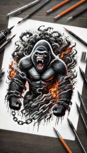monkeys tattoo design ideas Realism seamless blend animated expression stands for resilience