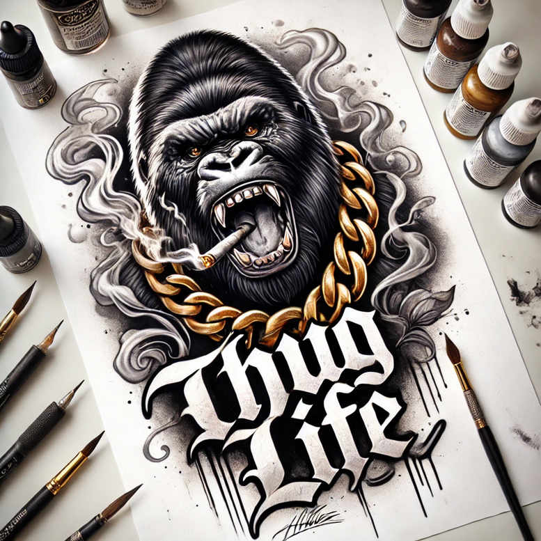 monkeys tattoo design ideas Surrealism shimmering forms clever shows courage