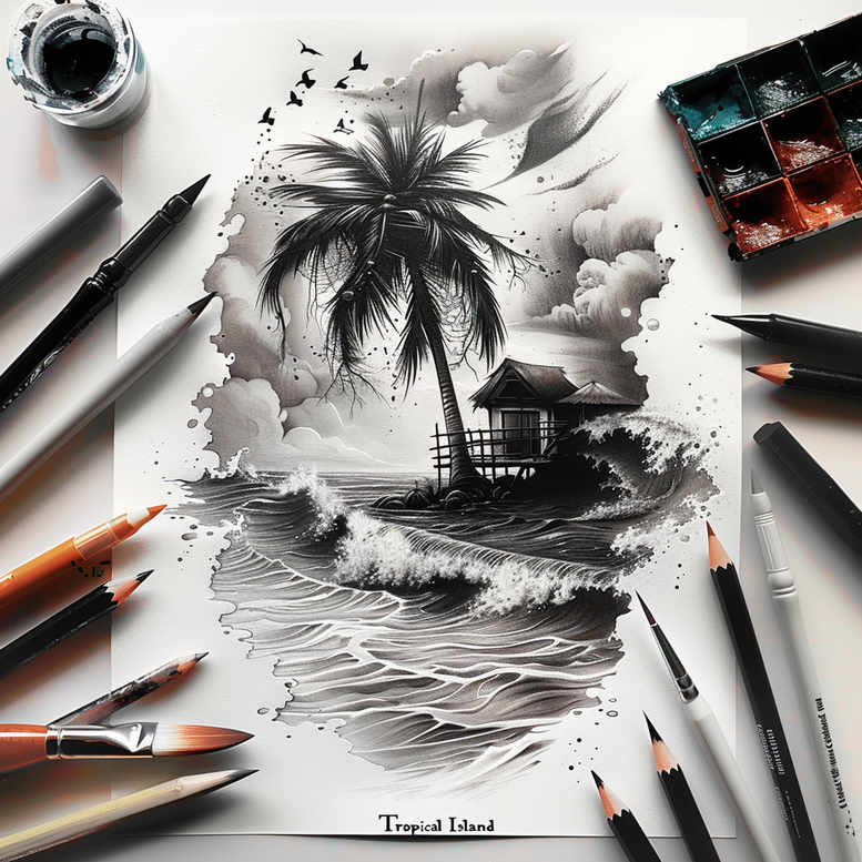 detailed-nature-tattoo – tattoo design ideas free ai generated – neotraditional-clean-contrast – for-shin – Gallery: nature-inkby-ai