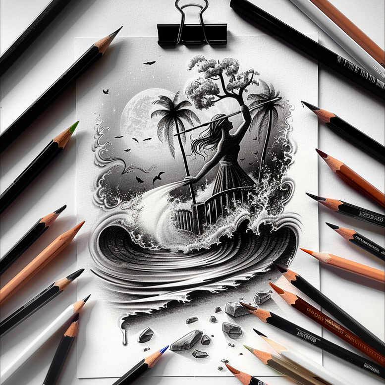 field-tattoo – tattoo design ideas free ai generated – surrealism-visual-paradox – for-full-back – Gallery: nature-inkby-ai