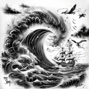 mountain-tattoo – tattoo design ideas free ai generated – realism-sharp-focus – for-sternum – Gallery: nature-inkby-ai