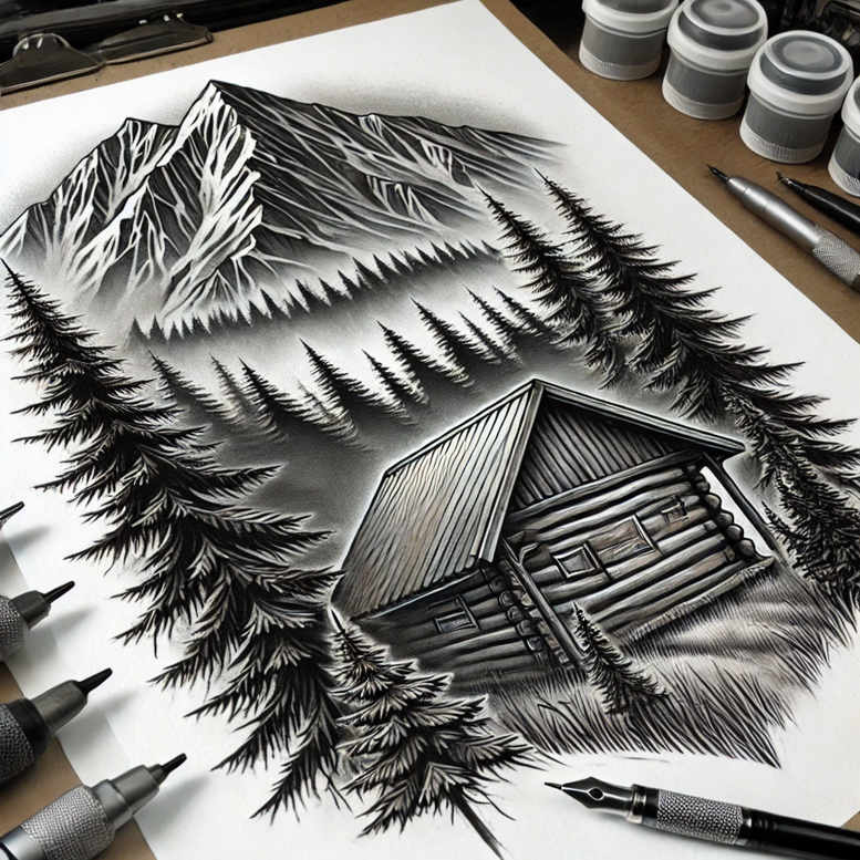 natural-scenery-tattoo – tattoo design ideas free ai generated – realism-natural-blush – for-stomach – Gallery: nature-inkby-ai