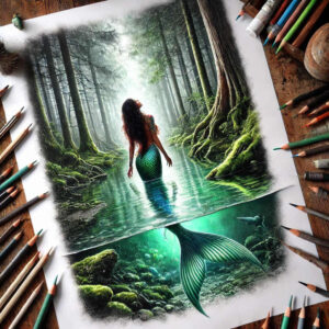 nature-motion-tattoo – tattoo design ideas free ai generated – surrealism-ethereal-glow – for-thigh – Gallery: nature-inkby-ai