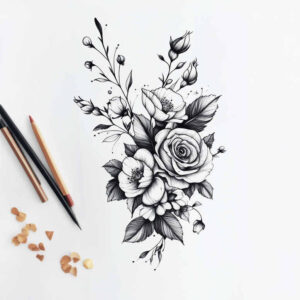 plant-tattoo – tattoo design ideas free ai generated – neotraditional-color-blending – for-palm – Gallery: nature-inkby-ai