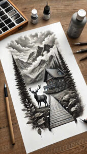 rock-tattoo – tattoo design ideas free ai generated – neotraditional-modern-twist – for-inner-arm – Gallery: nature-inkby-ai