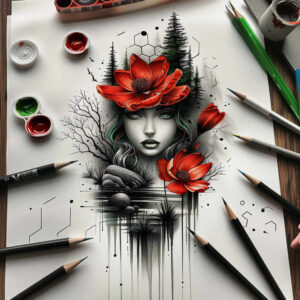 nature tattoo design ideas Realism refined lines botanical for collarbone