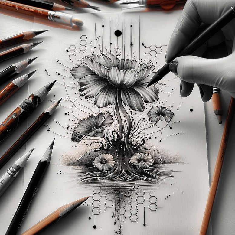 nature tattoo design ideas classic composition floral for lower chest